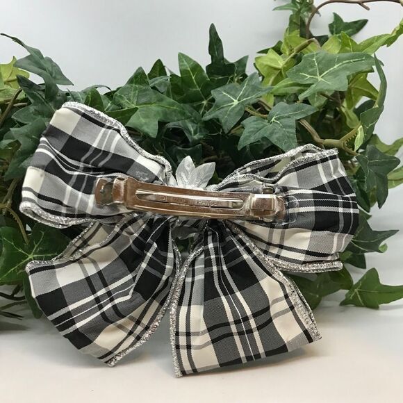Bow Hair Barrette Watch Plaid Black White Hair Accessory main image 7
